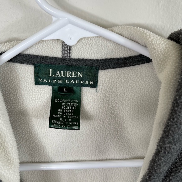 Gray Hooded Jacket Fleece Button Closure Women by Lauren Ralph Lauren Size L - Picture 8 of 15